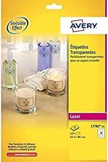 Avery L7782-25 Self-Adhesive Crystal Clear Transparent Labels, 21 Labels Per A4 Sheet