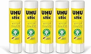 UHU Stic, The Proven Adhesive Stick - Sticks Strong, Fast and Durable, 5 x 40 g