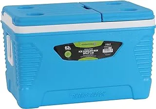 Royalford 62.0 L Insulated Ice Cooler Box- RF11264 Three Layer Thermal Insulation to Keep your Things Cool Perfect for Camping, Barbecues, Picnics Suitable for Indoor and Outdoor Use Blue