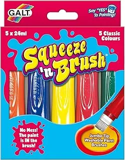 Galt Toys، Squeeze 'n Brush - خمسة ألوان كلاسيكية ، أقلام طلاء برأس فرشاة ، الأعمار 3 سنوات زائد