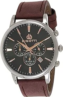 Bigotti BG.1.10314-4 Milano Leather Strap Watch for Men, Dark Brown