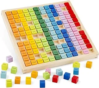 New Classic Toys 10511 Times Table Tray- ألعاب خشبية تعليمية للأولاد والبنات بعمر سنتين ، ألوان متعددة ، تعلم كيفية اللعب