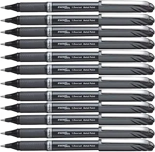 قلم جل سائل Pentel EnerGel NV ، (1.0 مم) مغطى بخط غامق ، طرف معدني ، حبر أسود ، صندوق 12 (BL30-A)