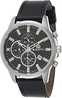 Bigotti BG.1.10356-1 Milano Leather Strap Watch for Men, Black