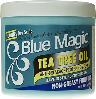 بلسم تصفيف الشعر يترك على الشعر من Blue Magic Tea Tree ، 13.75 أونصة