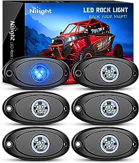 Nilight LED Rock Light 6PCS Blue Light Pods Waterproof Under Body Wheel Well Light Exterior Interior Lights for Car Truck Pickups ATV UTV SUV Motorcycle Boat, 2 Years Warranty