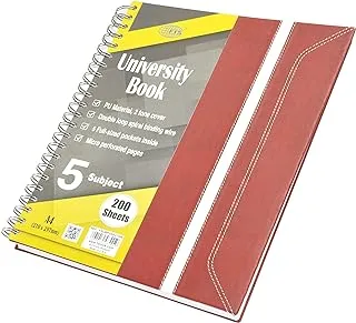 FIS 200-Sheet FIS 5-Subjects A4 University Book Spiral Italian PU, Multicolor - FSUBP5SA41506