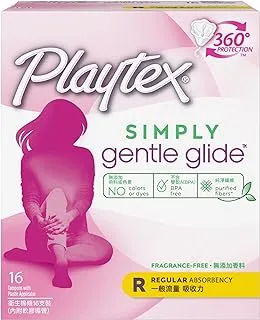 Playtex Tampon Playtex Simply Gentle Glide - Regular Absorbency - 16 Tampons - 360 Degree Protection - Fragrance Free