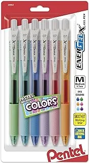 Pentel Energel-X باستيل براميل قابلة للسحب ، خط متوسط ​​، مجموعة ألوان حبر متنوعة من 6 (BL107FBP6M)