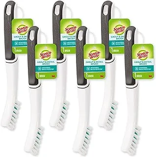 Scotch-Brite Tile & Grout Brush, Strong Bristles to Scrub Away Grime, 6 Count