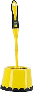 Royalford Toilet Brush with Holder- RF11189 Light-Weight Toilet Brush Perfect for Cleaning Indian and Western Style Toilets Cleaning Brush with Long Handle Yellow and black