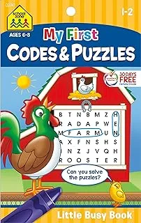 School Zone - My First Codes & Puzzles Workbook - Ages 6 to 8, 1st Grade, 2nd Grade, Activity Pad, Crossword Puzzles, Word Search, Riddles, and More (School Zone Little Busy Book Series)