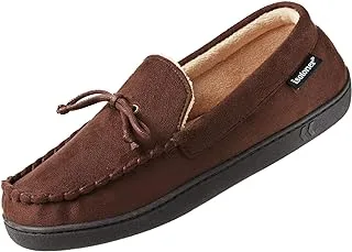 isotoner Men's Microsuede Moccasin Slipper with Cooling Memory Foam for Indoor/Outdoor Comfort, Moccasin