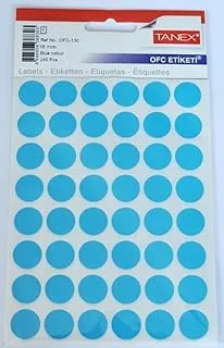 Tanex Round Adhesive Labels 16mm 48LabelsX 5Sheets Blue