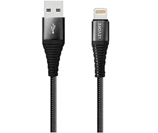 Levore USB-A to Lightning Nylon Cable, MFI Certified, 1.0M - Black