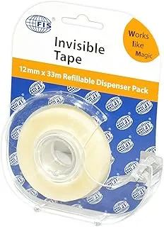 FIS FSTA091233IN Invisible Tapes with Hanger, 12 mm x 33 mm Size