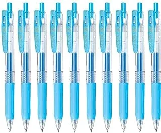 Zebra Sarasa Clip 0.7 Retractable Gel Ink Pen, Rubber Grip, 0.7mm, Light Blue Ink, Value Set of 10