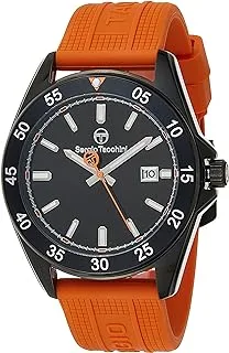 Sergio Tacchini ST.1.10255-6 Streamline Silicon Strap Watch for Men, Black/Orange