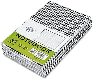 FIS PVC Soft Cover Square Lines Notebook, Size A5 White/Black Pack of 5 Pieces