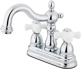 Kingston Brass KB1601PX Heritage 4-Inch Centerset Lavatory Faucet with Porcelain Cross Handle, Polished Chrome