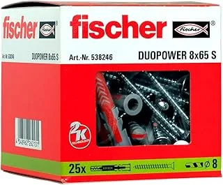 Fischer Duopower S Plug With Screw, Black, 8X65 Mm, 538246