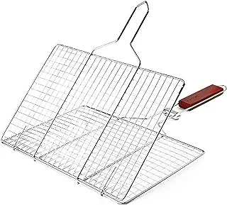 BLACKSTONE stainless steel BBQ grill basket with wooden handle BBQ Grilling Basket for Outdoor Grill, BBQ Accessories, Shrimp Grill Baskets, BBQ Tool for Steak, Potatoes, Chops, Kabob, BBQ - SCSH01