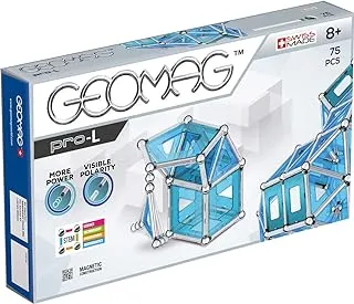 Geomag PRO-L Building Set, 75 Pieces, Magnetic Rods and Crystal Panels with Metalic Balls, Construction Toys, Ages 3 Year+