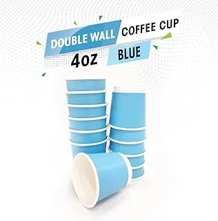 SNH Packing Disposable Double Wall Paper Coffee Cups 25-Pack, 4 oz Capacity, Blue