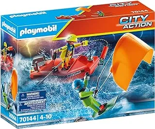 PLAYMOBIL 70144 City Action Kitesurfer Rescue with Speedboat Toyset,Multicolor