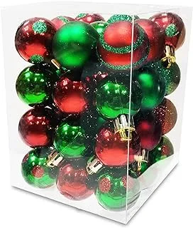 Christmas Balls Shiny Matt Glitter Assorted R/Gr 3cm 36Ct