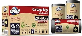 WOW Garbage bag 50 gallon, large capacity 75X103 cm, Extra Thick and Large,400 Trash Bags, Virgin material,leekproof, Used for large Trash cans and Outside Purpose