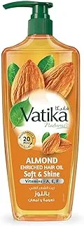 Vatika Naturals Almond Enriched Hair Oil | With Goodness Of Almond, Coconut & Sesame |Vitamin A, E, F Softens & Shines | For Dry & Frizzy Hair - 500 ml + Pump For Easy Use