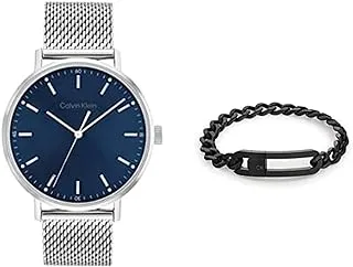 Modern Mesh Men's Blue Dial, Stainless Steel Watch + Calvin Klein Chain Link, Men's Bracelet