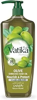 Vatika Naturals Olive Enriched Hair Oil | 100% Natural Oils- 500ml | With Goodness Of Olive, Almond & Lemon | Unique Formulation For Hair Nourishment & Protection |With Pump for Easy Use