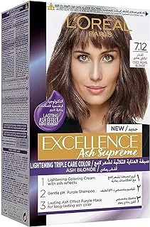 L’Oréal Paris L’Oréal Paris Excellence Ash Supreme Anti Brass Permanent Hair Colour, 7.12 Cool Pearl Blonde, 250 Ml