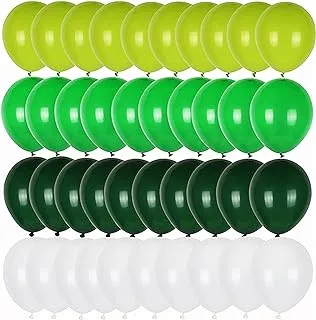 Party Time - 40 Pieces Green, White Latex and Confetti Balloons Sets for Jungle Safari Theme Party Supplies and Wild One Birthday Decoration Balloon Garland Sets (10 Inches)