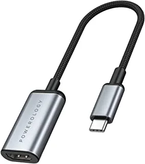 كابل Powerology مضفر من النوع C إلى كابل HDMI قصير 4K @ 60Hz UHD & HDR Video ، غطاء محول كابل USB-C إلى HDMI متوافق مع MacBook Pro ، Galaxy S22 ، S21 ، S21 + S10 ، إلخ.