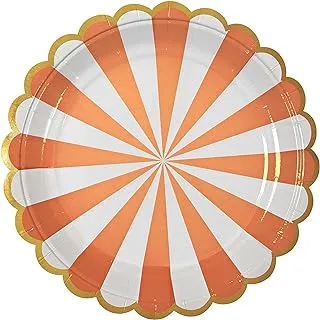 Meri Meri Toot Sweet Striped Plate 8 Pieces, Small, Orange