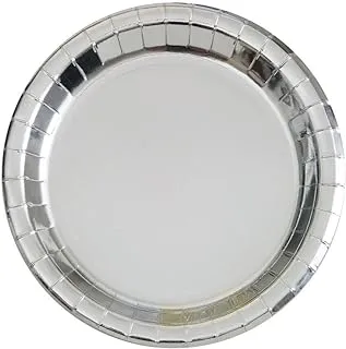 Unique Foil Party Round Plate 8-Pieces, 9-Inch Diameter, Silver