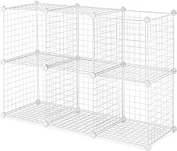 Whitmor Storage Cubes - Stackable Interlocking Wire Shelves - White (Set of 6)