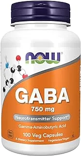 Now Gaba 750 Mg Vegetable Capsules, 100 Capsules