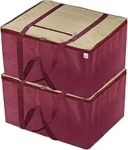 Fun Homes Large Size Foldable Travel Duffle Bag, Underbed Storage Bag, Wardrobe organizer (Brown & Maroon)-Pack of 2