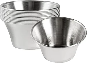 Stainless Steel Condiment Cup, Ramekin, Sauce Cup - Round 4 oz 10ct Box Restaurantware