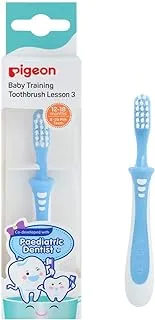 Pigeon Training Tooth BrUSh, Extra Soft Bristles, Grip, Lesson 3, Blue