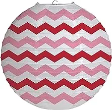 Creative Converting Two Tone Chevron Lanterns, Length 12-Inch Size, Classic Red