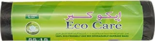 Eco Care Black Garbage Bag Roll - 15 Count, 55 Gallons, 80X110 Cm