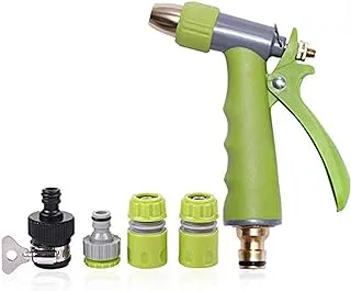 Hylan Garden Hose Spray Nozzle Water Sprayer Gun Garden Sprinkler Car Wash Supplies All-Copper Water Gun Metal Water Nozzle Copper High-Pressure Car Wash Home Gardening Water Gun Set (Green)