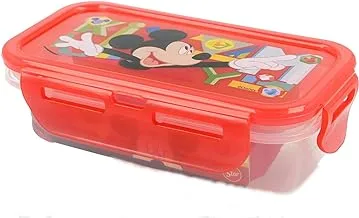 Stor Disney Mickey Watercolours Rectangular Hermetic Food Container, 250 ml Capacity, Red/Clear