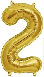 The Party Popper Number 2 Balloons, 40 inch Length, Gold