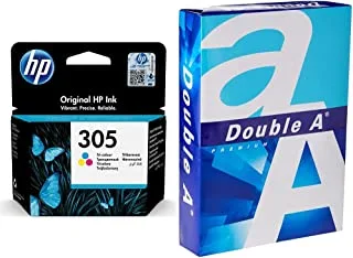 Hp 305 Tri-Color Original Ink Cartridge 3Ym60Ae & - Printer Copy Paper, Size A4, Gsm 80, 500 Pages Ream